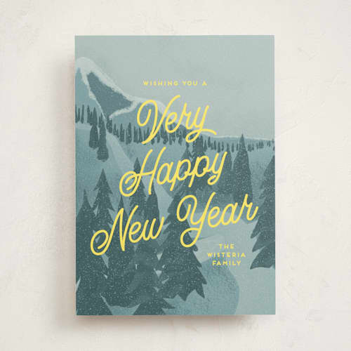 This is a glacier non photo holiday cards with standard by Kaydi Bishop called first mountain snow printing on signature in standard