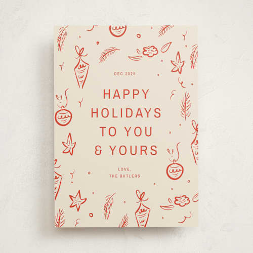 This is a tomato non photo holiday cards with standard by Ani Somi called happy little holidays printing on signature in standard