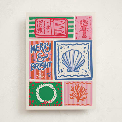 This is a cerulean non photo holiday cards with standard by Jenna Holcomb called seas printing on signature in standard