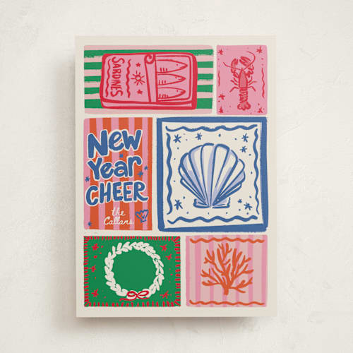 This is a cerulean non photo holiday cards with standard by Jenna Holcomb called seas printing on signature in standard