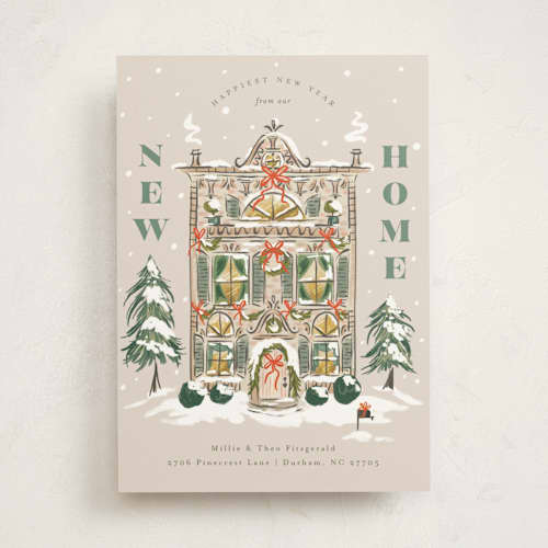 This is a eggnog non photo holiday cards with standard by Jackie Crawford called new home holiday house printing on signature in standard