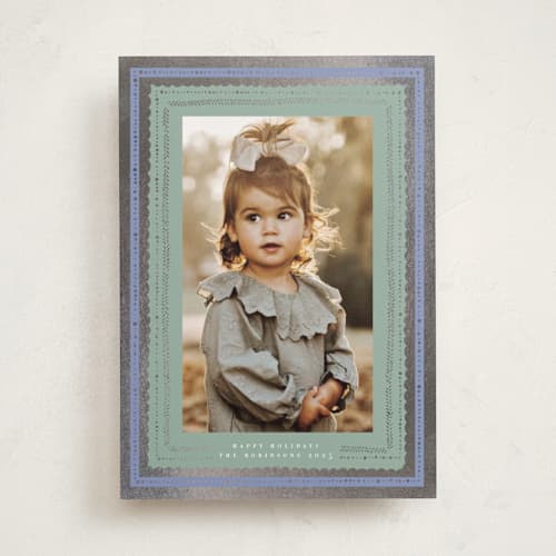 This is a ice photo mount holiday cards with foil pressed by Hannah Williams called gilded hand drawn frame printing on recycled in photo_mount