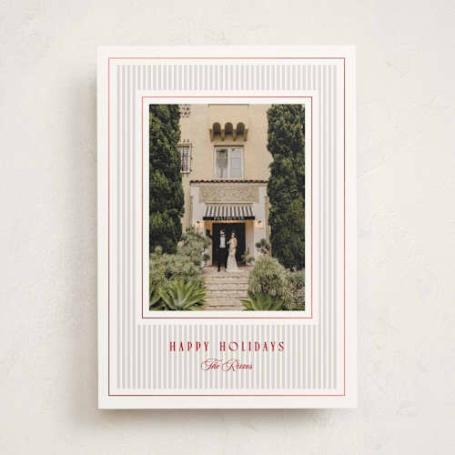 This is a cranberry photo mount holiday cards with foil pressed by Pixel and Hank called lux printing on recycled in photo_mount