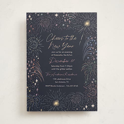 This is a evening holiday party invitations with standard by Elly called fireworks printing on signature in standard