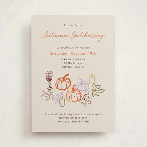 This is a pumpkin spice holiday party invitations with standard by Cass Loh called autumn evenings printing on signature in standard