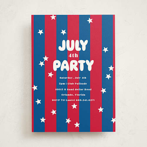 This is a crimson holiday party invitations with standard by Baumbirdy called party in the usa printing on signature in standard