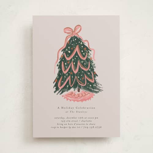 This is a peony holiday party invitations with standard by Lori Wemple called merry christmas tree printing on signature in standard