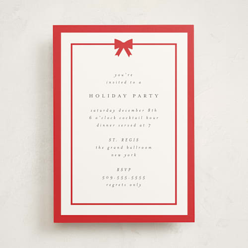 This is a holly berry holiday party invitations with standard by AK Graphics called bow printing on signature in standard