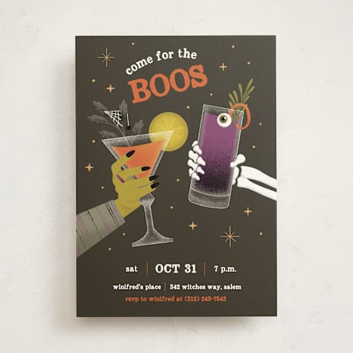 This is a fudge holiday party invitations with standard by Renee Christensen called come for the boos printing on signature in standard