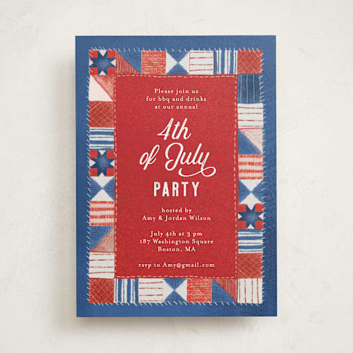 This is a ruby holiday party invitations with standard by frau brandt called quilted fourth printing on signature in standard