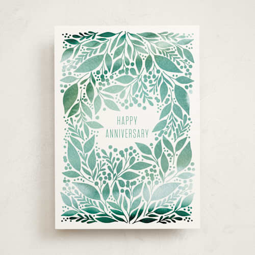 This is a greenery anniversary cards with standard by Alethea and Ruth called happy anniversary vines printing on signature in greeting cards