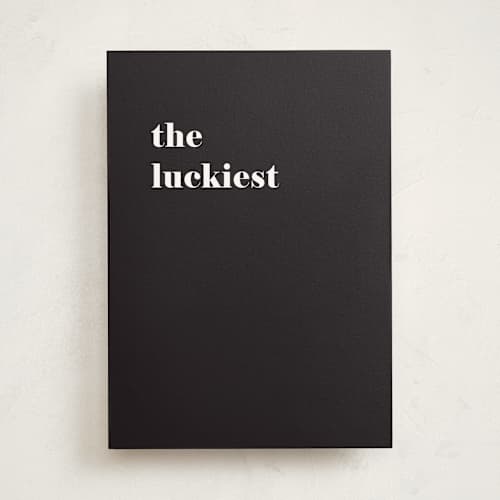 This is a charcoal anniversary cards with standard by Amy Kross called the very luckiest printing on signature in greeting cards