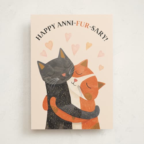 This is a sand anniversary cards with standard by Tatjana Koraksic called furry printing on signature in greeting cards