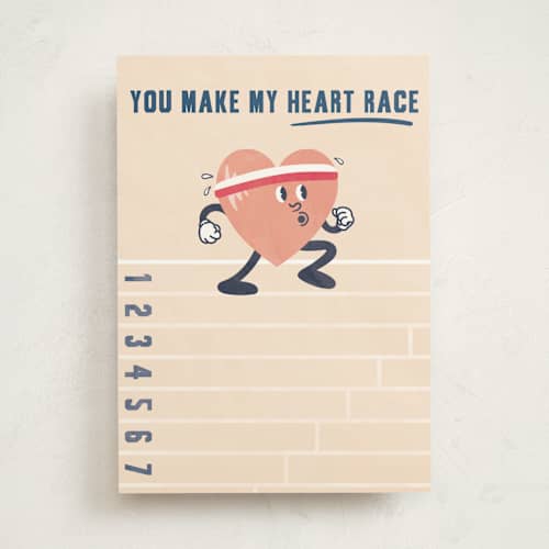This is a ivory anniversary cards with standard by Hannah Bowman called keep on racing printing on signature in greeting cards