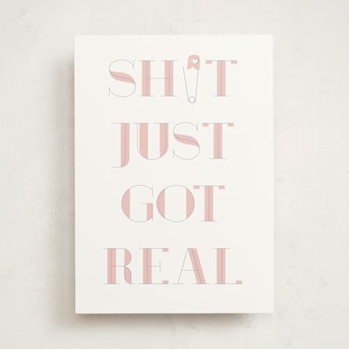 This is a blush new baby greeting cards with standard by Baumbirdy called real deal printing on signature in greeting cards
