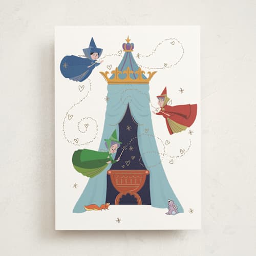 This is a aquamarine new baby greeting cards with standard by Becky Nimoy called disney's aurora cradle welcome baby printing on signature in greeting cards