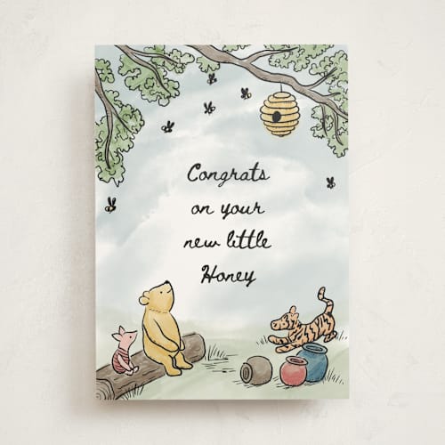 This is a butter new baby greeting cards with standard by Holly Whitcomb called disney's' new little honey printing on signature in greeting cards