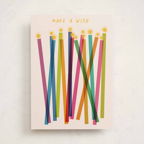 This is a candles birthday cards with standard by Alexandra Dzh called colourful candles printing on signature in greeting cards