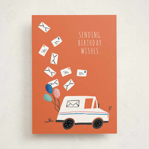 This is a ochre birthday cards with standard by Meredith Ann called mail it in printing on signature in greeting cards