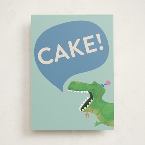 This is a teal birthday cards with standard by Jackie Crawford called disney and pixar rex's birthday roar printing on signature in greeting cards