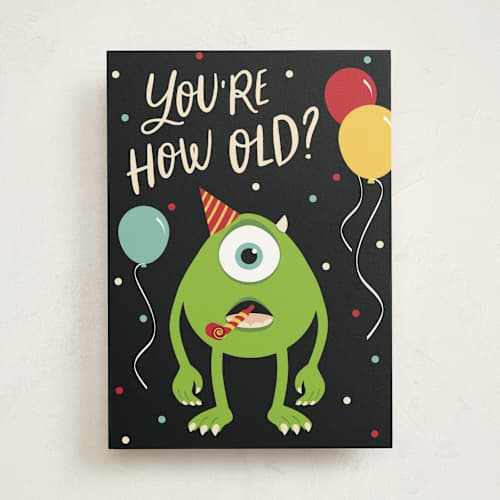This is a midnight birthday cards with standard by Stacy Maalouf called now that's scary printing on signature in greeting cards