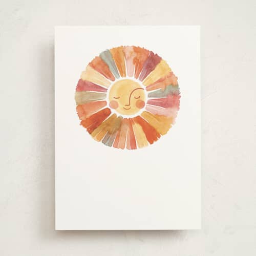 This is a sunny greeting cards with standard by Sara Berrenson called sun face printing on signature in greeting cards