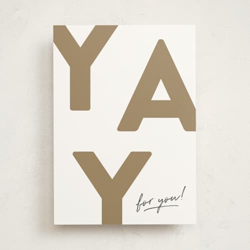 This is a golden congratulations cards with standard by Robert and Stella called yay for you! printing on signature in greeting cards