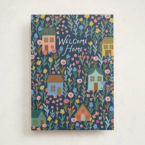 This is a navy congratulations cards with standard by Kelly Watkins called floral village printing on signature in greeting cards