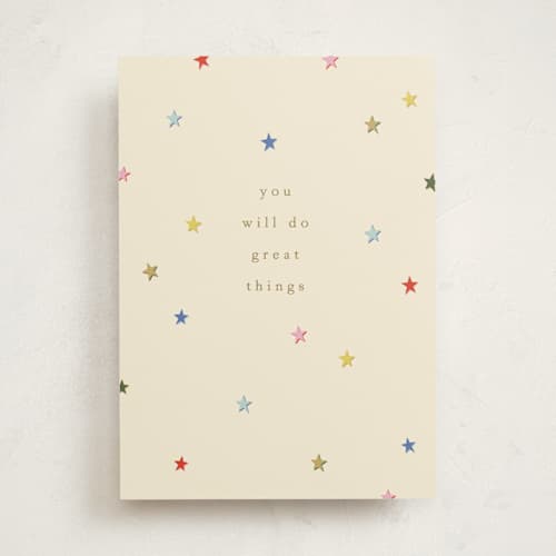 This is a champagne congratulations cards with standard by Ellen Schlegelmilch called great things printing on signature in greeting cards