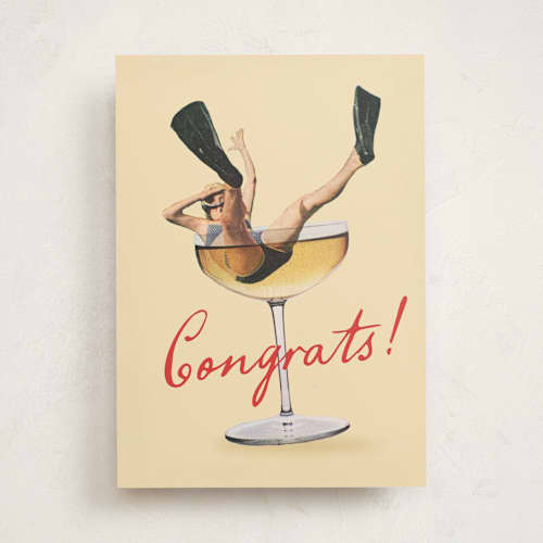 This is a champagne congratulations cards with standard by Poppy and Ash called fintastic congrats printing on signature in greeting cards