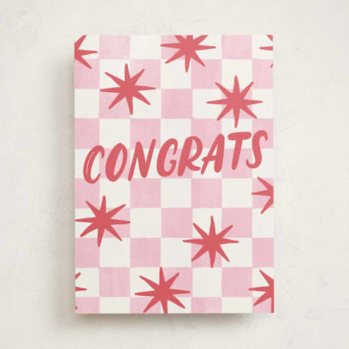 This is a raspberry congratulations cards with standard by Maja Cunningham called stars printing on signature in greeting cards