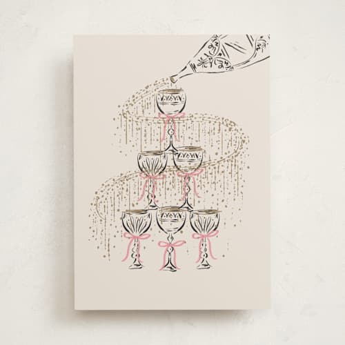 This is a champagne congratulations cards with standard by Jackie Crawford called sparkling champagne tower printing on signature in greeting cards