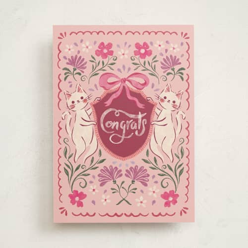 This is a peony congratulations cards with standard by Vivian Yiwing called kitty says congrats printing on signature in greeting cards