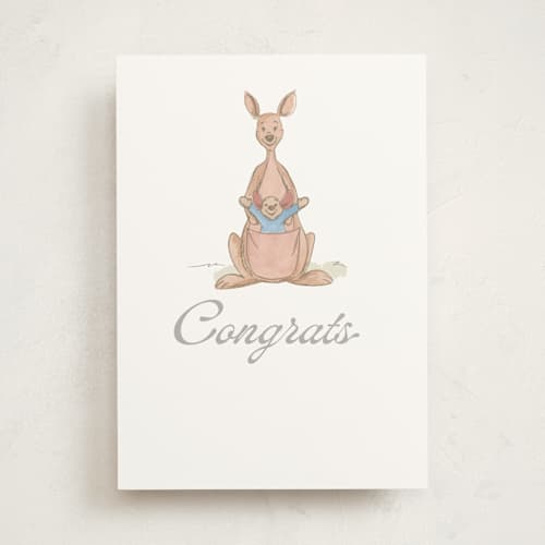 This is a sky congratulations cards with standard by Teju Reval called disney's kanga and roo printing on signature in greeting cards