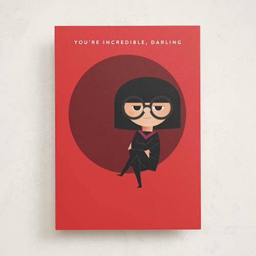 This is a crimson congratulations cards with standard by lori jacobs wemple called disney and pixar's edna incredible printing on signature in greeting cards