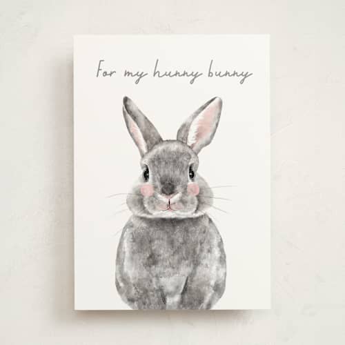 This is a pebble greeting cards with standard by Cass Loh called baby animal rabbit printing on signature in greeting cards