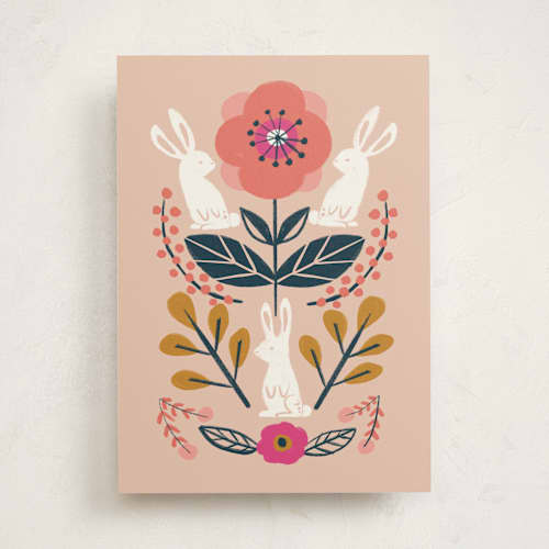 This is a blush pink greeting cards with standard by Afton Harding called forest friends printing on signature in greeting cards