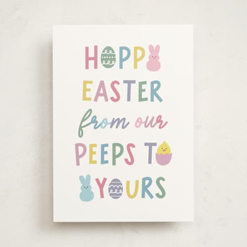 This is a poppy greeting cards with standard by Hooray Creative called easter peeps printing on signature in greeting cards