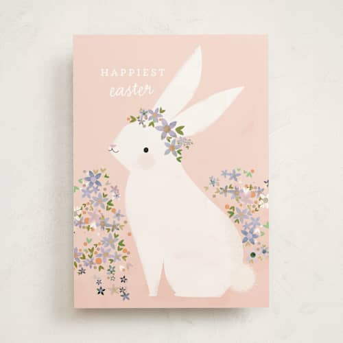This is a blush greeting cards with standard by Lori Wemple called bunny printing on signature in greeting cards