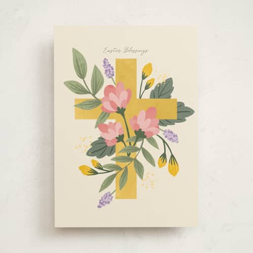 This is a honey greeting cards with standard by Megan Cash called floral cross printing on signature in greeting cards