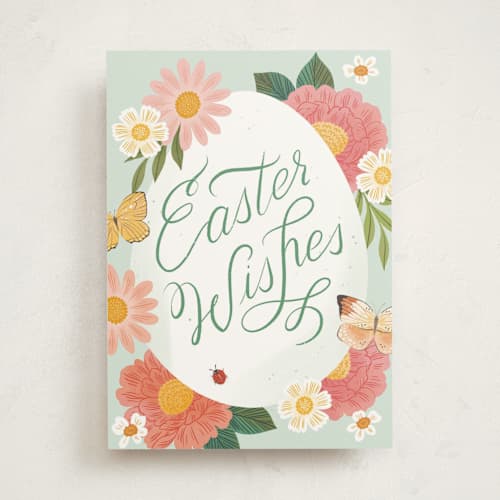 This is a mint greeting cards with standard by Paper Raven Co. called easter wishes printing on signature in greeting cards