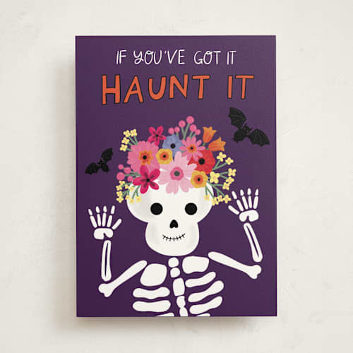 This is a mulberry greeting cards with standard by Mandy Kippax called got it haunt it printing on signature in greeting cards