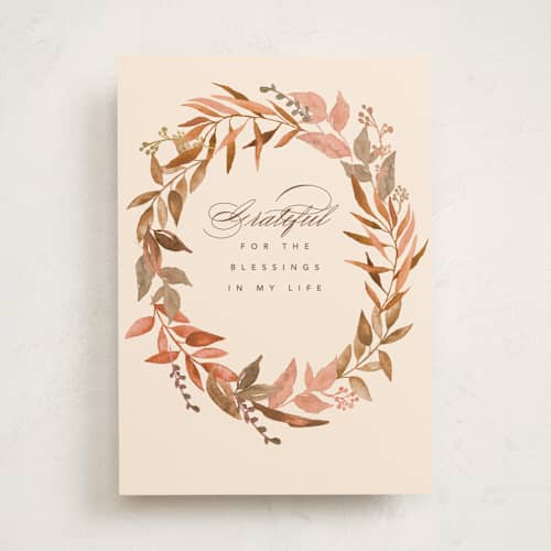 This is a cream greeting cards with standard by Creo Study called blessed and grateful printing on signature in greeting cards