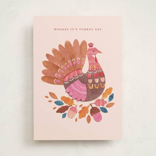This is a blush greeting cards with standard by Sarah Knight called turkey day printing on signature in greeting cards