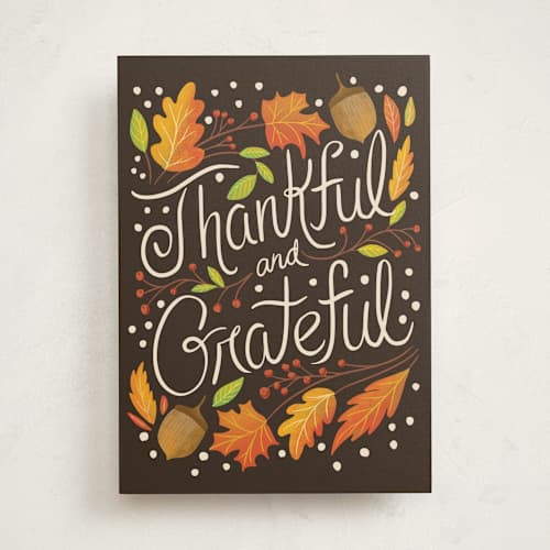 This is a nut greeting cards with standard by Blue Ombre co called thankful & grateful printing on signature in greeting cards
