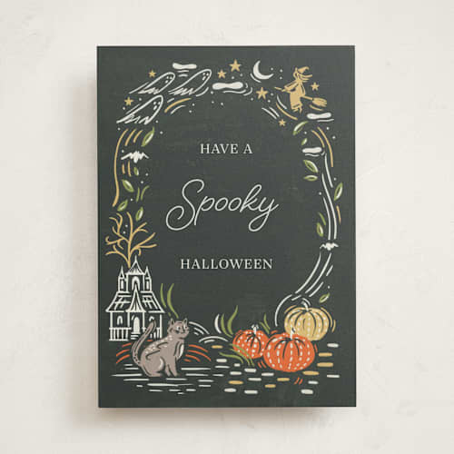 This is a midnight greeting cards with standard by Morgan Ramberg called spooky frame printing on signature in greeting cards