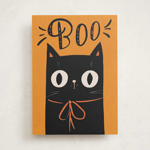 This is a butterscotch greeting cards with standard by Ilze Lucero called boo cat printing on signature in greeting cards