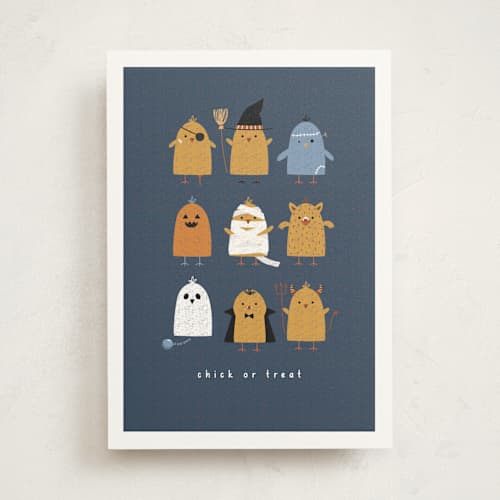 This is a spooky night greeting cards with standard by Gabrielle Caron called chick or treat printing on signature in greeting cards