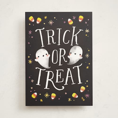 This is a eclipse greeting cards with standard by Itsy Belle Studio called trick of treat ghosts printing on signature in greeting cards