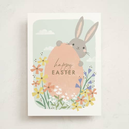 This is a blush greeting cards with standard by Karidy Walker called hippity hoppity day printing on signature in greeting cards